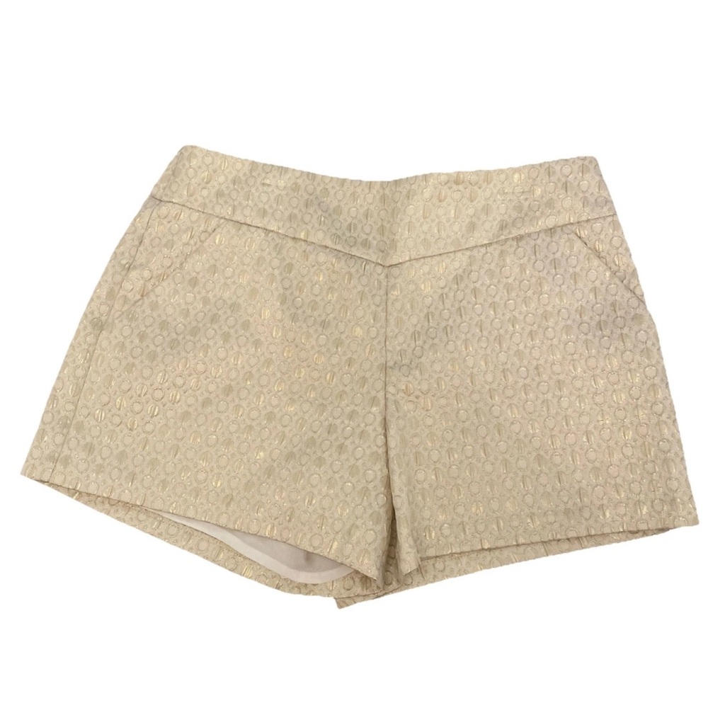 Lilly Pulitzer Makenna Cocktail Shorts Cream Gold Dot Jacquard Size 4 Resortwear